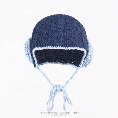 Hand-Knit Floral Beret: Cozy Retro Winter Hat Additional Image 6