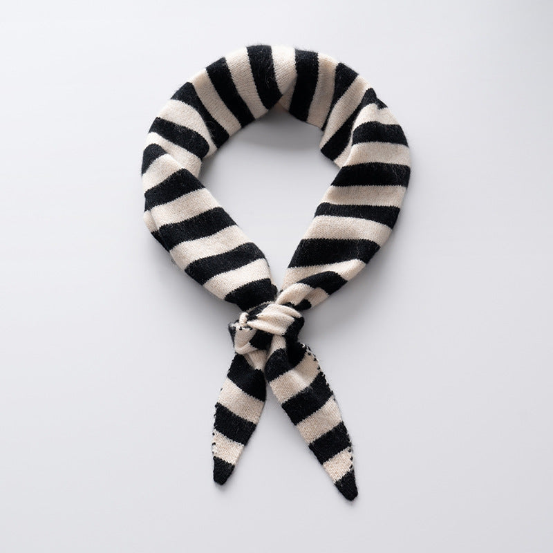 Cozy Cashmere Blend Striped Triangle Scarf Additional Image 6