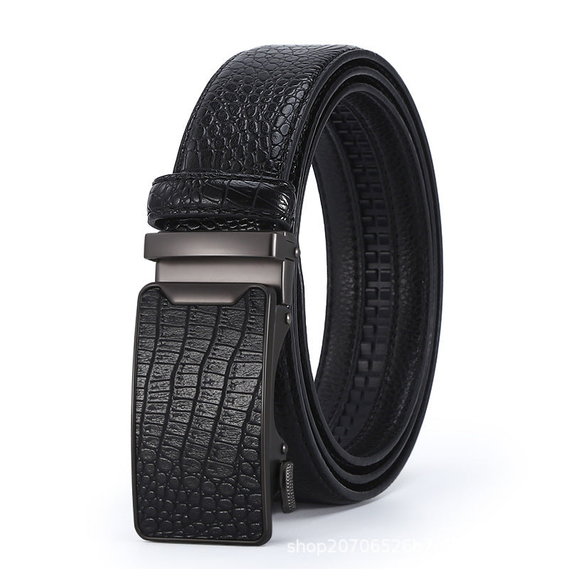 Men's Crocodile Leather Belt - Auto Buckle Additional Image 6