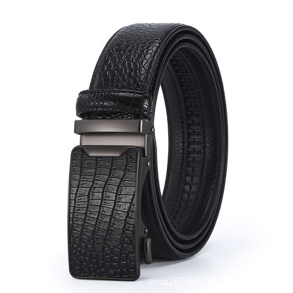 Men's Crocodile Leather Belt - Auto Buckle Additional Image 6