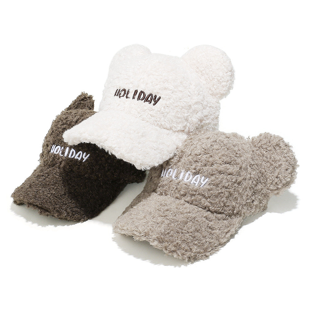 Cute Bear Ear Fleece Baseball Cap - Winter Warmth Additional Image 6