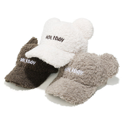 Cute Bear Ear Fleece Baseball Cap - Winter Warmth Additional Image 6