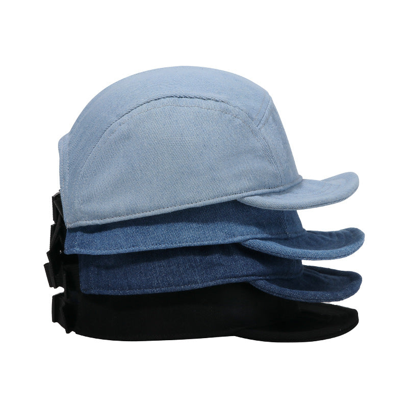Retro Washed Denim Baseball Cap - Short Brim Additional Image 6