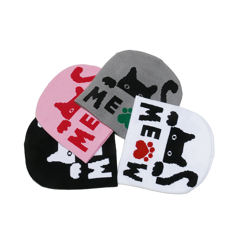 Cute Cat Jacquard Knit Beanie - Cozy Winter Hat Additional Image 6