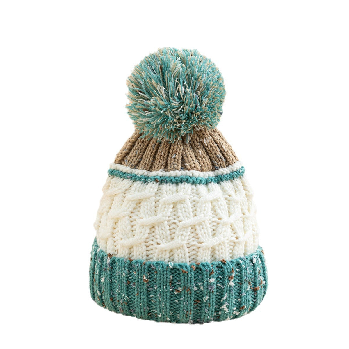 Cozy Mixed Color Knit Beanie with Pom Additional Image 7