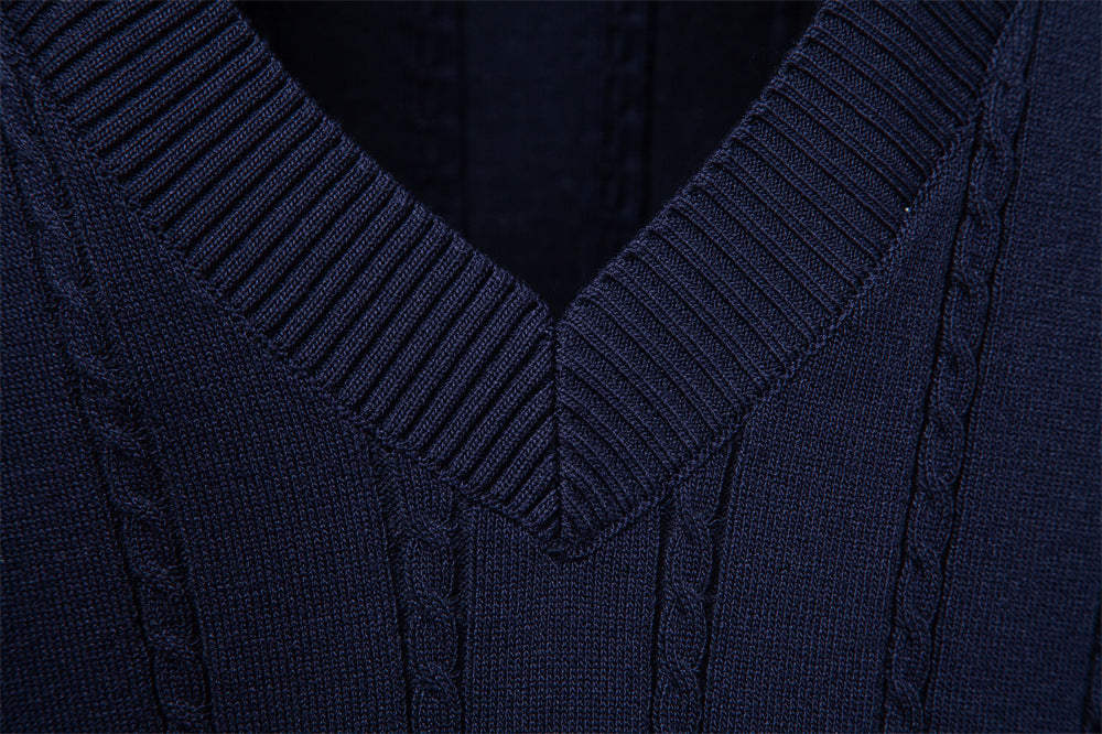 Men's V-Neck Cable Knit Vest: Smart Business Casual Additional Image 7