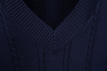 Men's V-Neck Cable Knit Vest: Smart Business Casual Additional Image 7