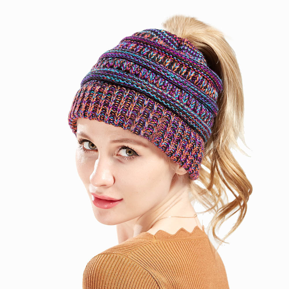 Chic Ponytail Knit Hat - Cozy & Stylish Additional Image 7