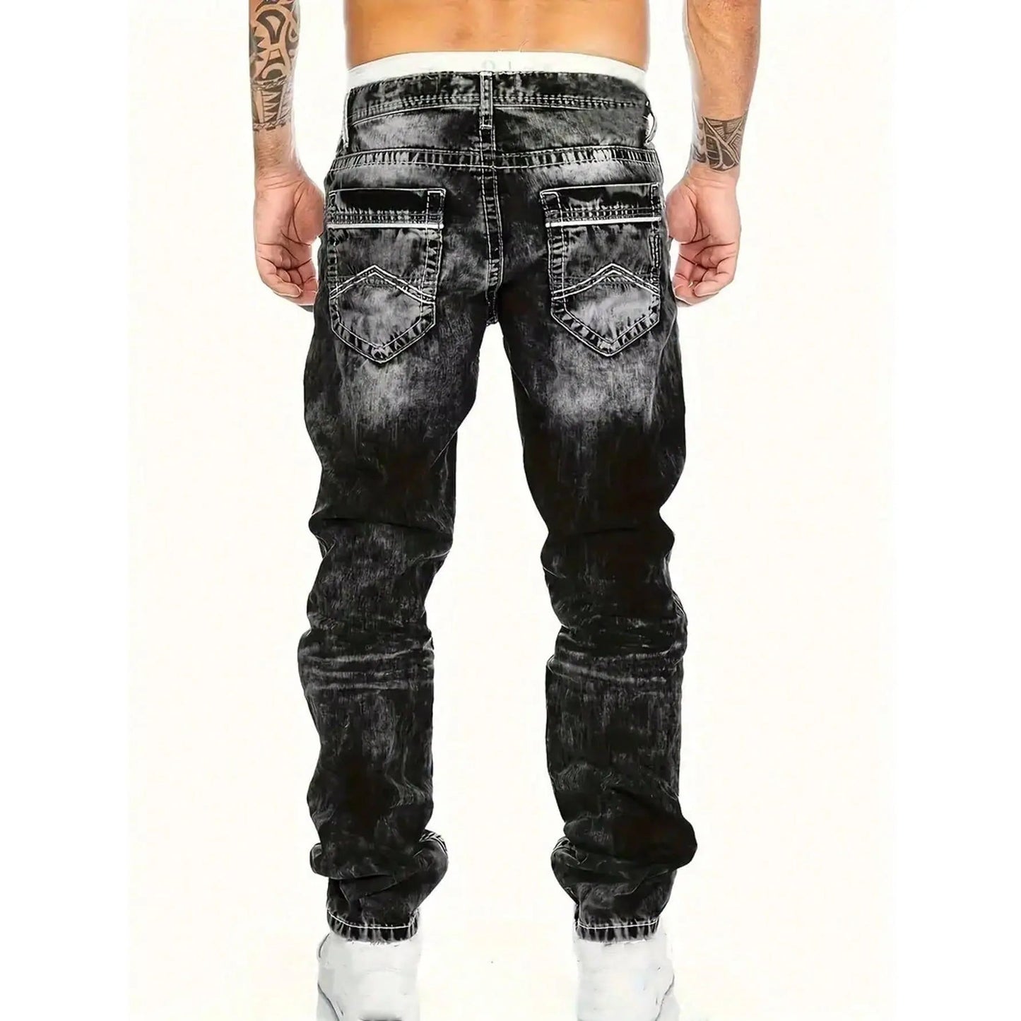 Vintage Wash Straight Leg Hip Hop Jeans Additional Image 7