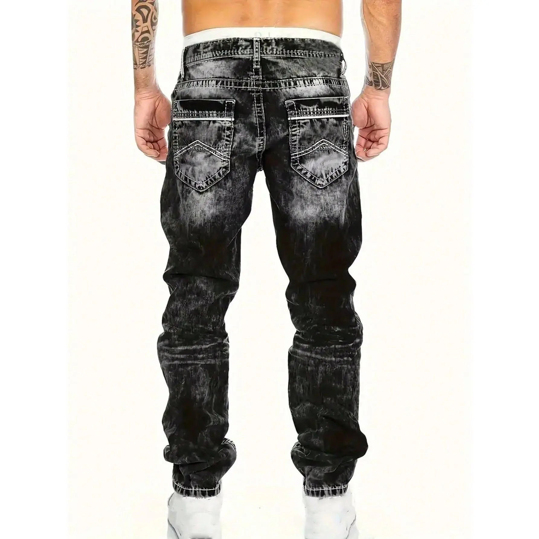 Vintage Wash Straight Leg Hip Hop Jeans Additional Image 7