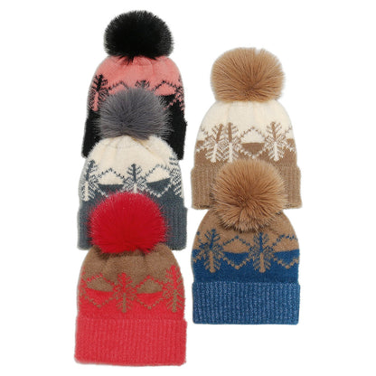 Cozy Faux Fur Snowflake Knit Beanie Additional Image 7