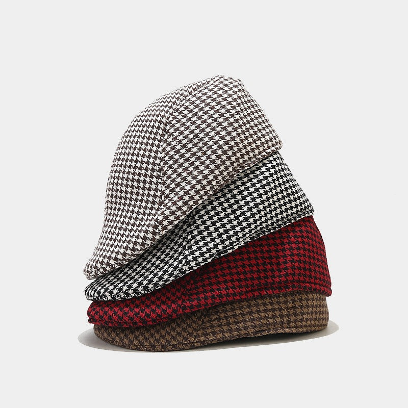 Chic Houndstooth Beret: British Style Winter Hat Additional Image 7