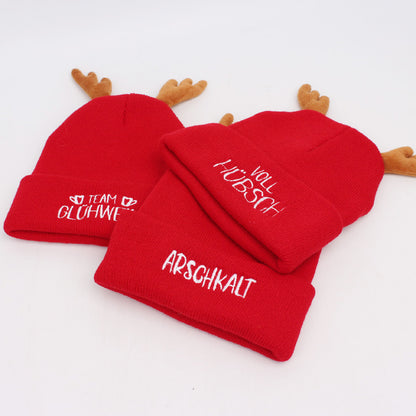 Cozy Reindeer Antler Knit Beanie - Festive Holiday Hat Additional Image 7