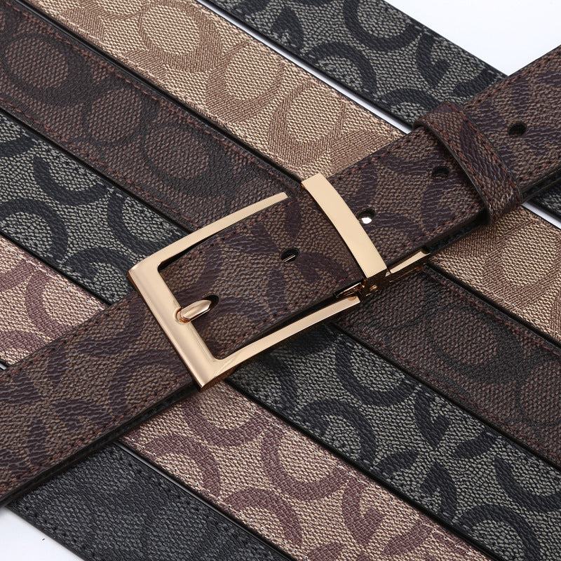 Genuine Leather Rotating Buckle Belt - Business Casual Additional Image 7