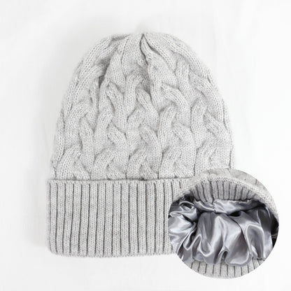 Cashmere Blend Cable Knit Beanie - Satin Lined Additional Image 7