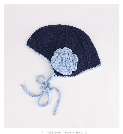 Hand-Knit Floral Beret: Cozy Retro Winter Hat Additional Image 7