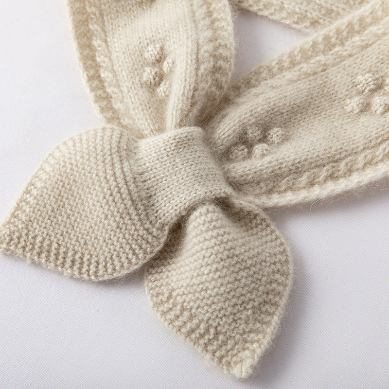 100% Cashmere Crocheted Bow Scarf Additional Image 7