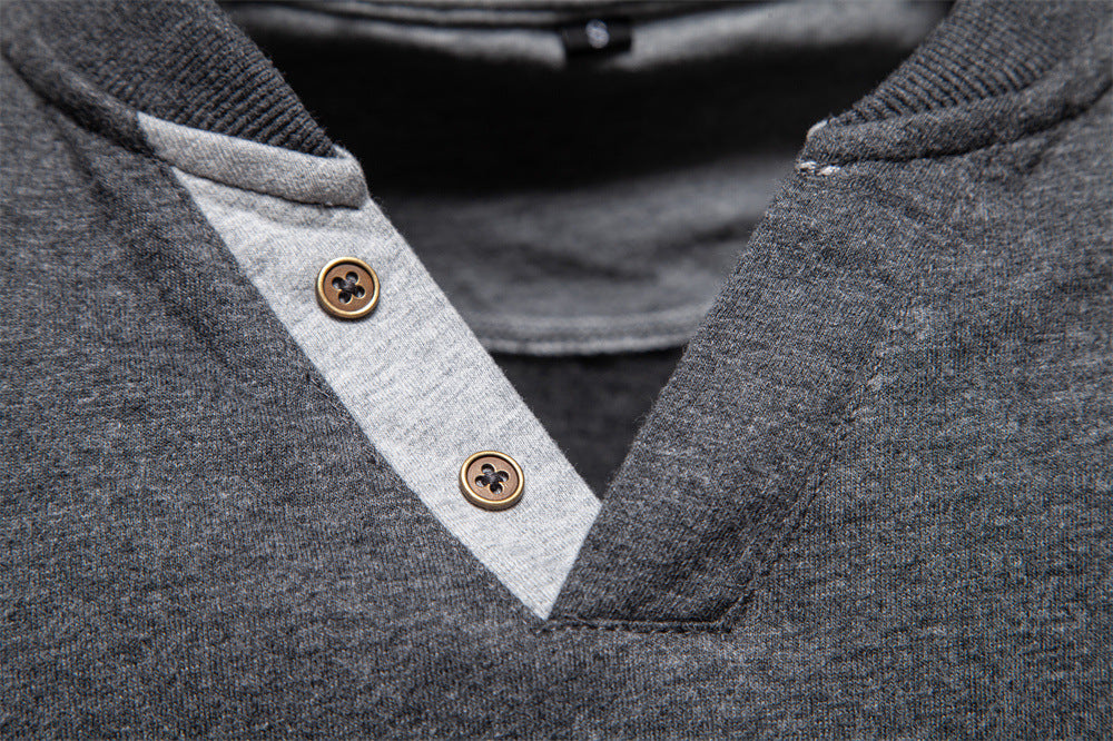 Men's Soft Cotton V-Neck Long Sleeve Tee Additional Image 7