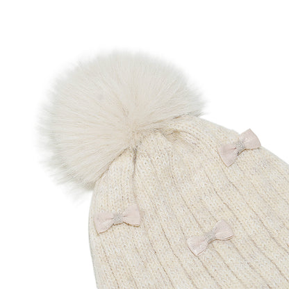 Girls' Bow Earflap Knit Hat - Cozy Winter Style Additional Image 7