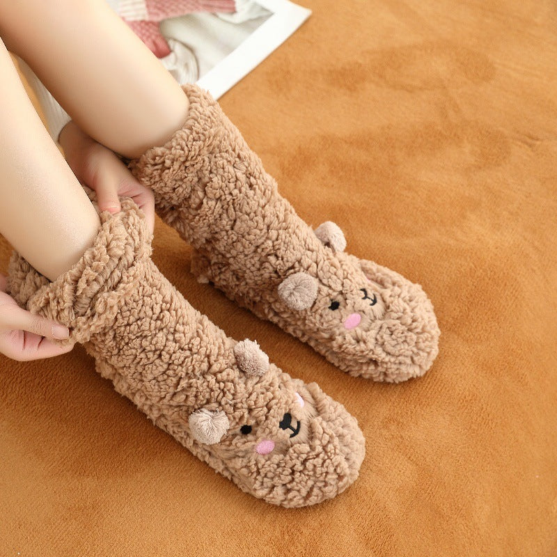 Cozy Bear Plush Velvet Socks - Warm & Cute Winter Sleepwear Additional Image 7