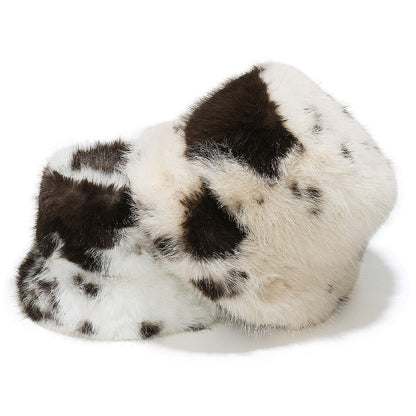 Cozy Cow Print Faux Fur Fisherman Hat Additional Image 7