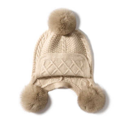 Cozy Cashmere Beanie with Genuine Fur Pom Additional Image 8