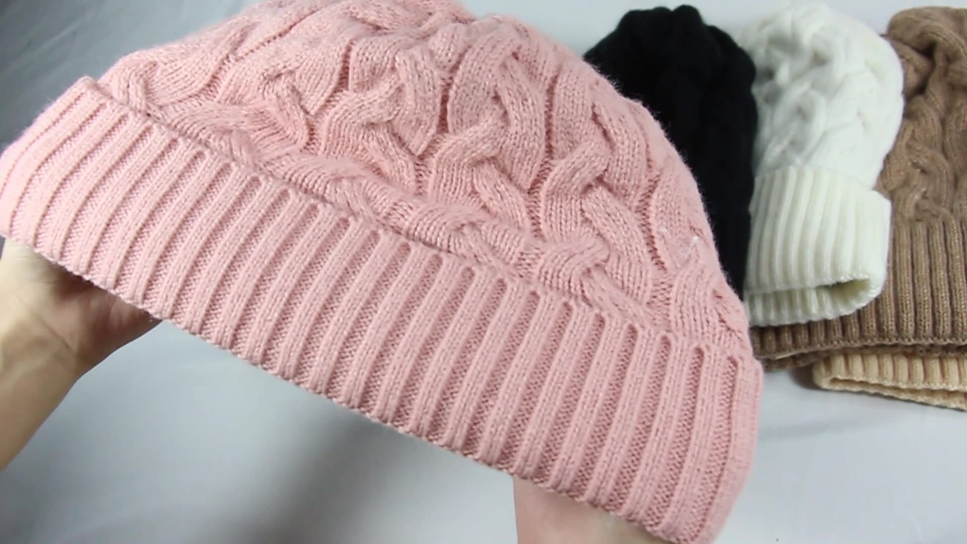 Cashmere Blend Cable Knit Beanie - Satin Lined Additional Image 8