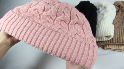 Cashmere Blend Cable Knit Beanie - Satin Lined Additional Image 8