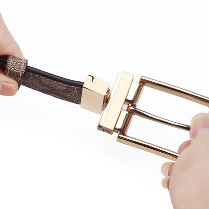 Genuine Leather Rotating Buckle Belt - Business Casual Additional Image 8