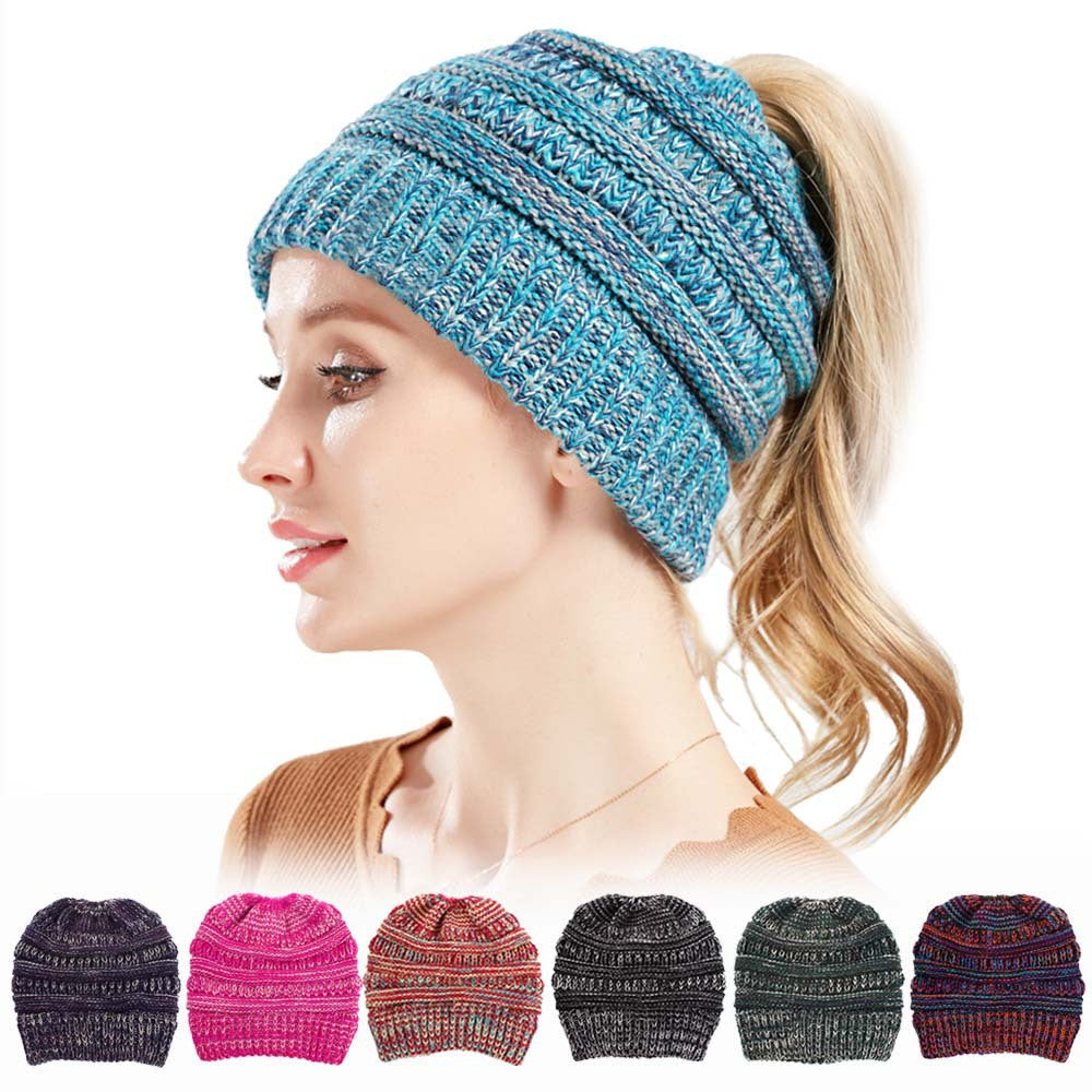 Chic Ponytail Knit Hat - Cozy & Stylish Additional Image 8