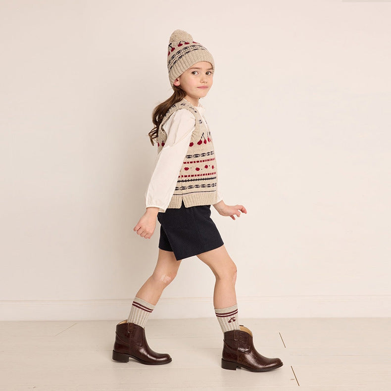 Girls' Cherry Wool Knit Hat - French Style Additional Image 8