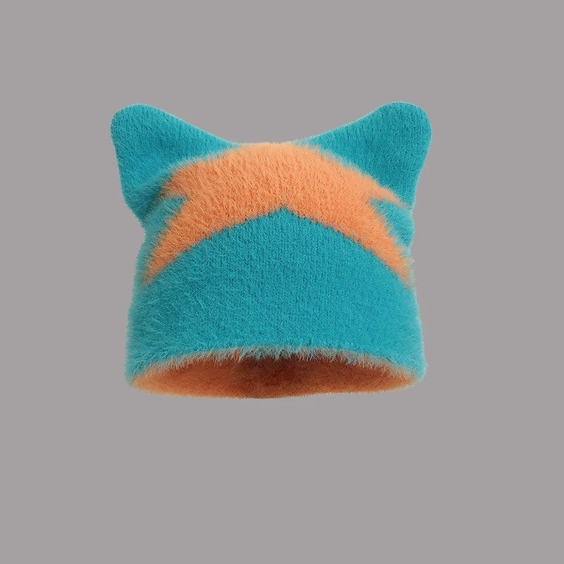 Cozy Star Cat Ear Beanie: Warm Wool Blend Hat for Autumn/Winter Additional Image 8