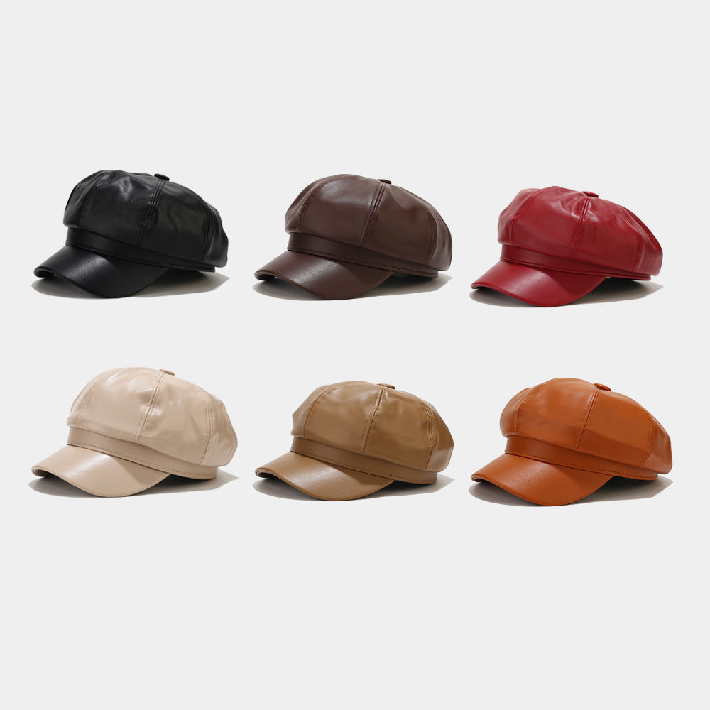 Retro PU Leather Octagonal Cap - Chic British Style Additional Image 8