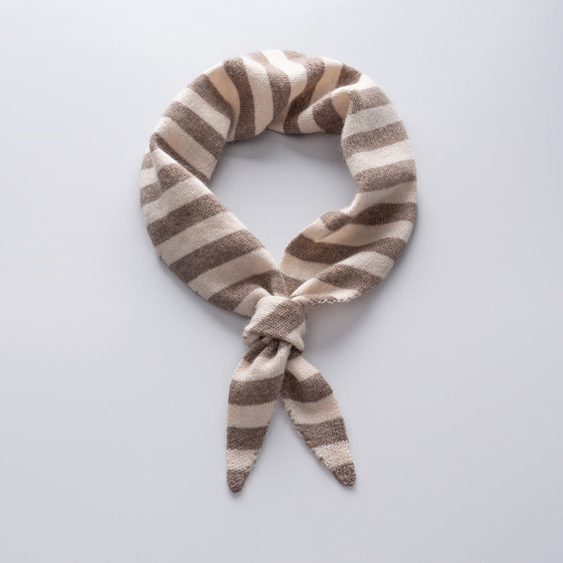 Cozy Cashmere Blend Striped Triangle Scarf Additional Image 8