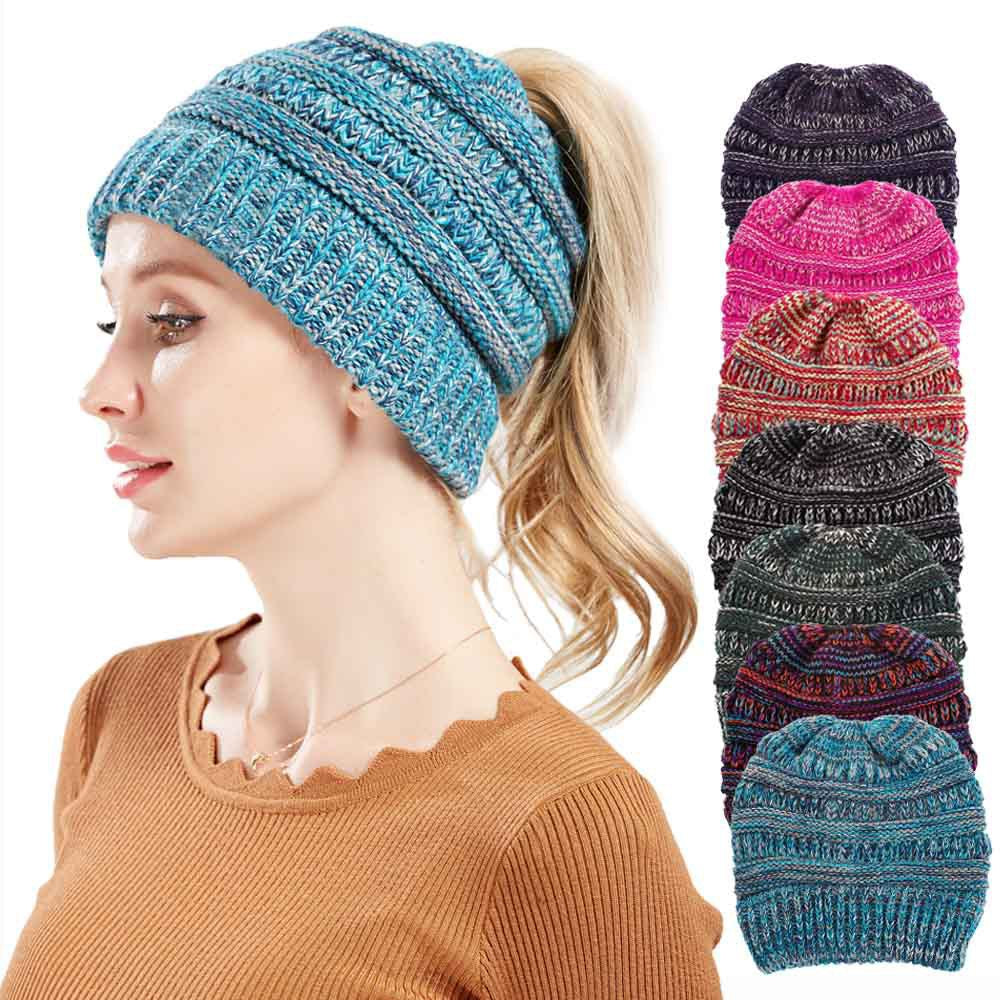 Chic Ponytail Knit Hat - Cozy & Stylish Additional Image 9