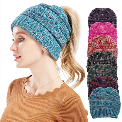 Chic Ponytail Knit Hat - Cozy & Stylish Additional Image 9