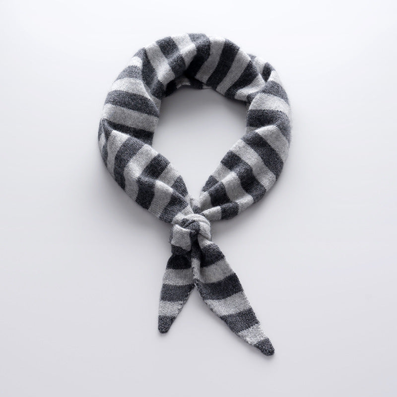 Cozy Cashmere Blend Striped Triangle Scarf Additional Image 9