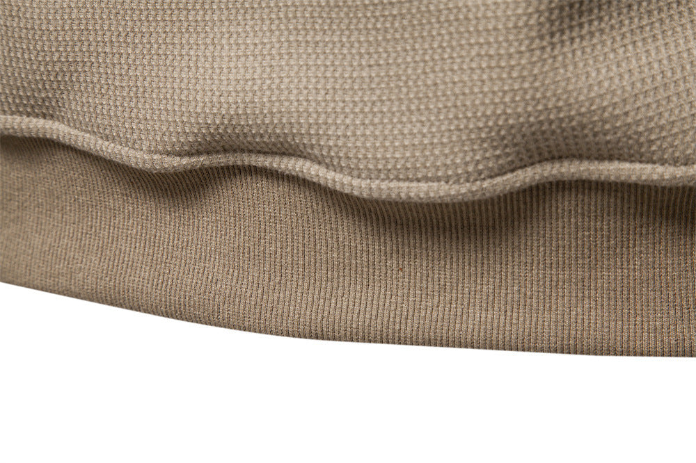 Men's Waffle Knit Baseball Collar Sweatshirt Additional Image 9