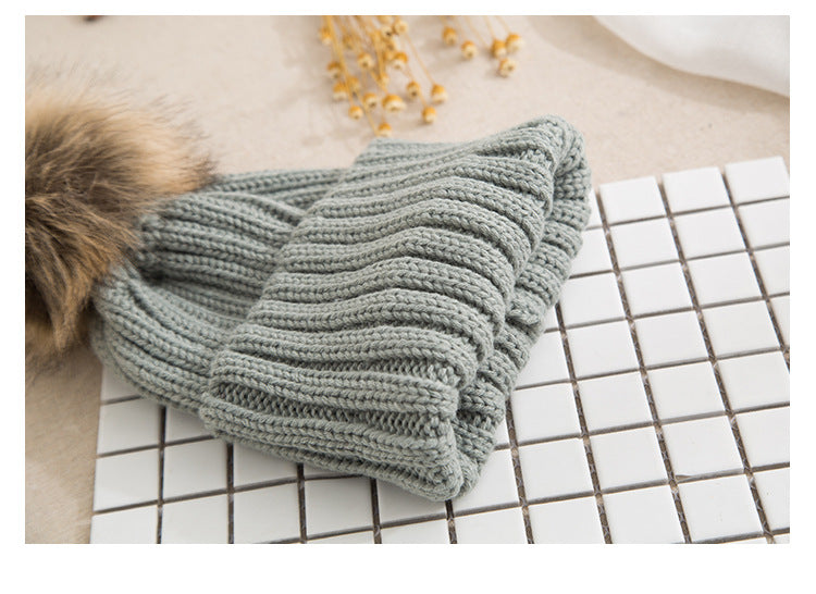 Cozy Knit Beanie with Faux Fur Pom - Korean Style Warm Hat Additional Image 9