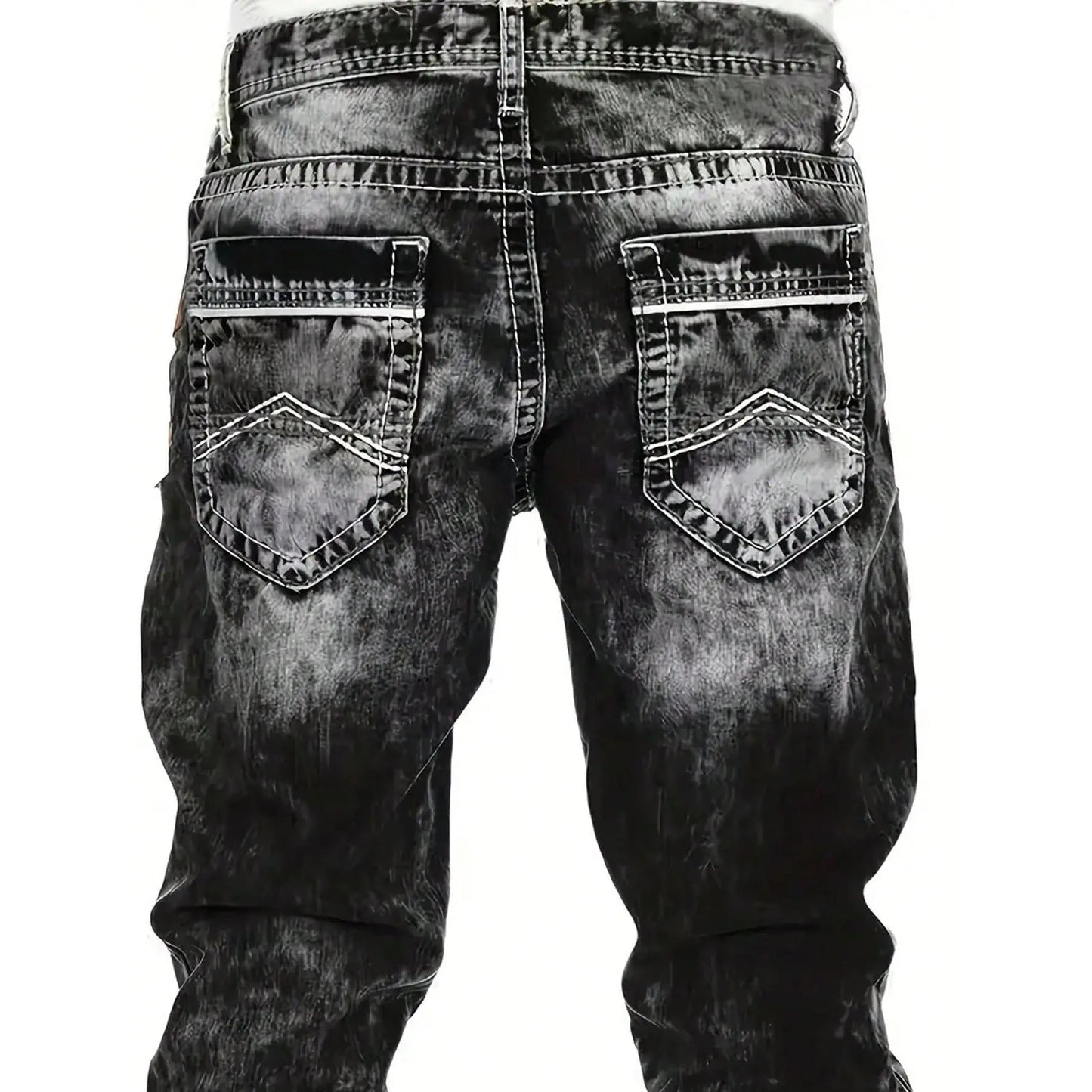 Vintage Wash Straight Leg Hip Hop Jeans Additional Image 9