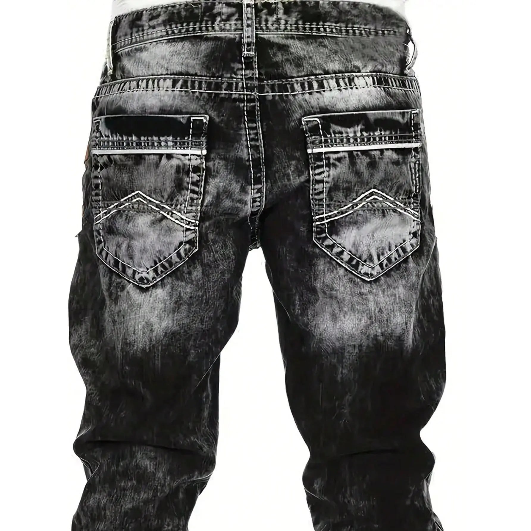 Vintage Wash Straight Leg Hip Hop Jeans Additional Image 9