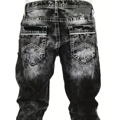 Vintage Wash Straight Leg Hip Hop Jeans Additional Image 9