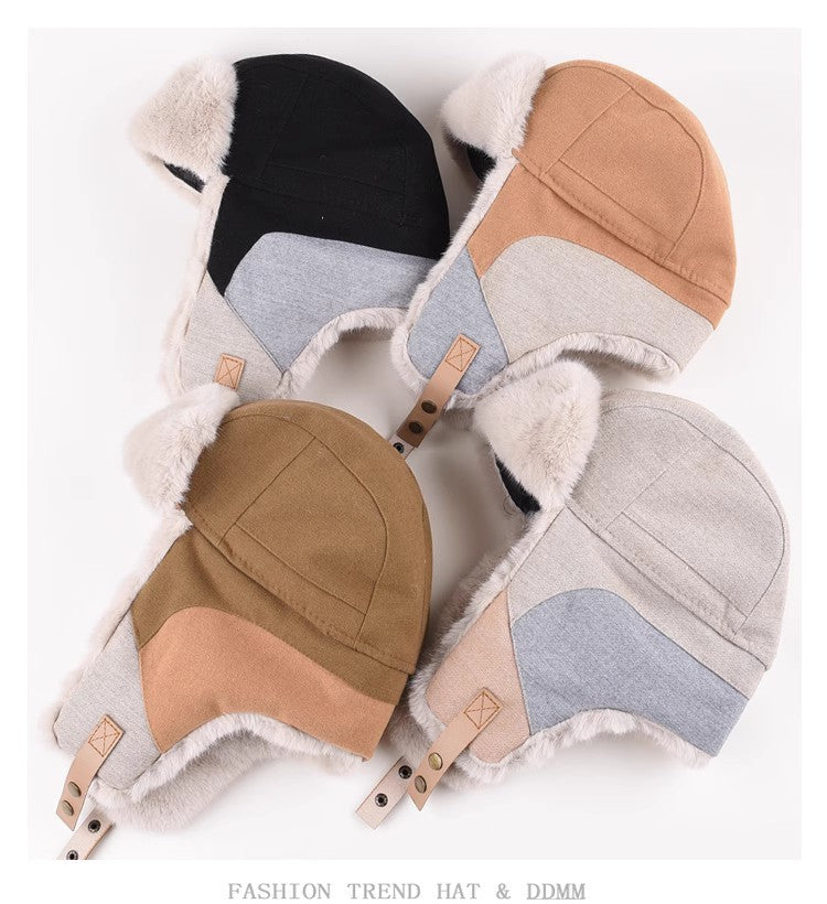 Warm Spliced Lei Feng Hat - Windproof Plush Ear Protection Additional Image 9