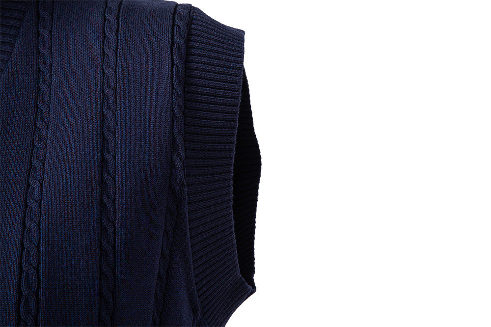 Men's V-Neck Cable Knit Vest: Smart Business Casual Additional Image 9