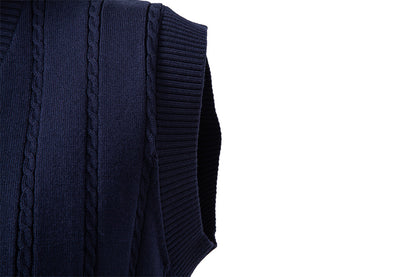 Men's V-Neck Cable Knit Vest: Smart Business Casual Additional Image 9