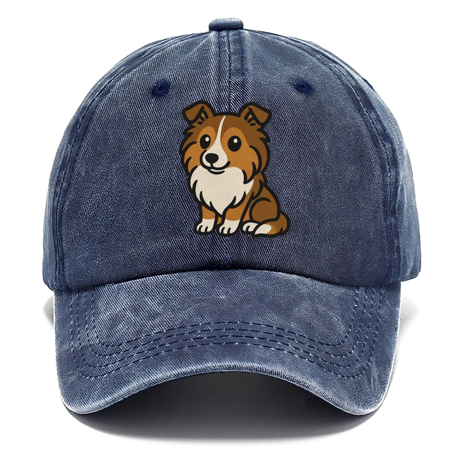 shetland sheepdog sable and white sitting pose portrait design Hat