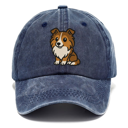shetland sheepdog sable and white sitting pose portrait design Hat