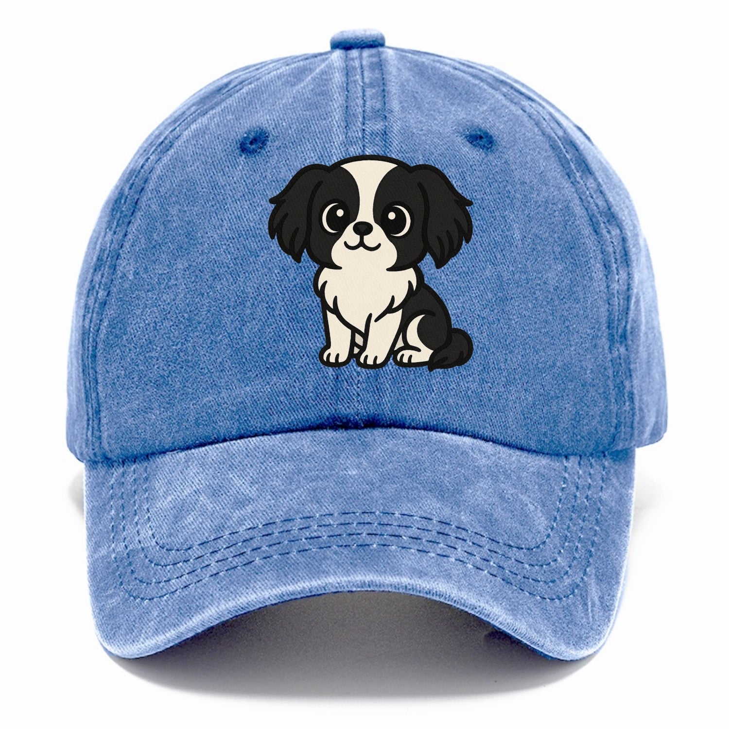 japanese chin black and white sitting pose portrait design Hat