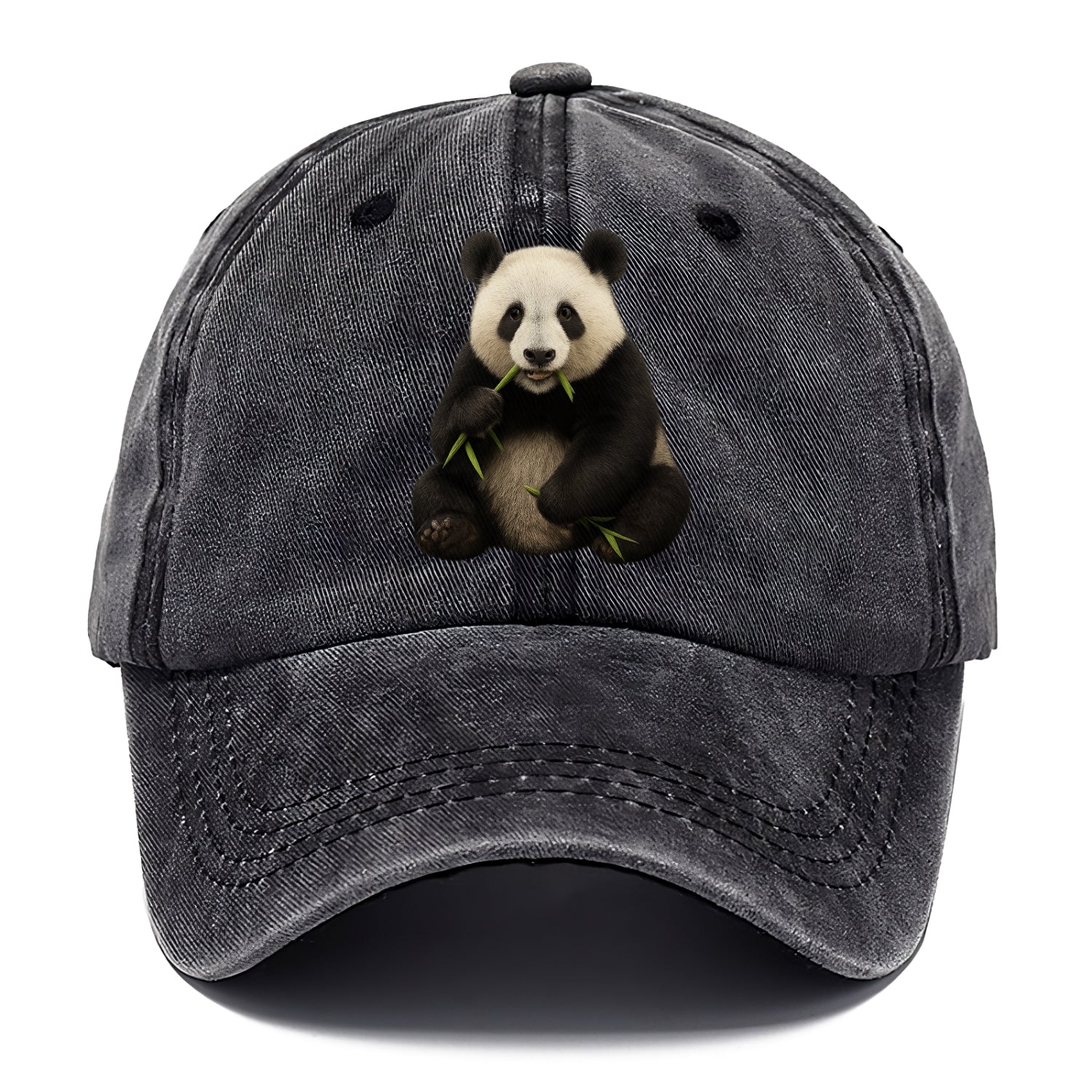 realistic panda eating bamboo hat Hat