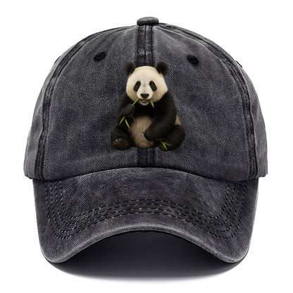 realistic panda eating bamboo hat Hat